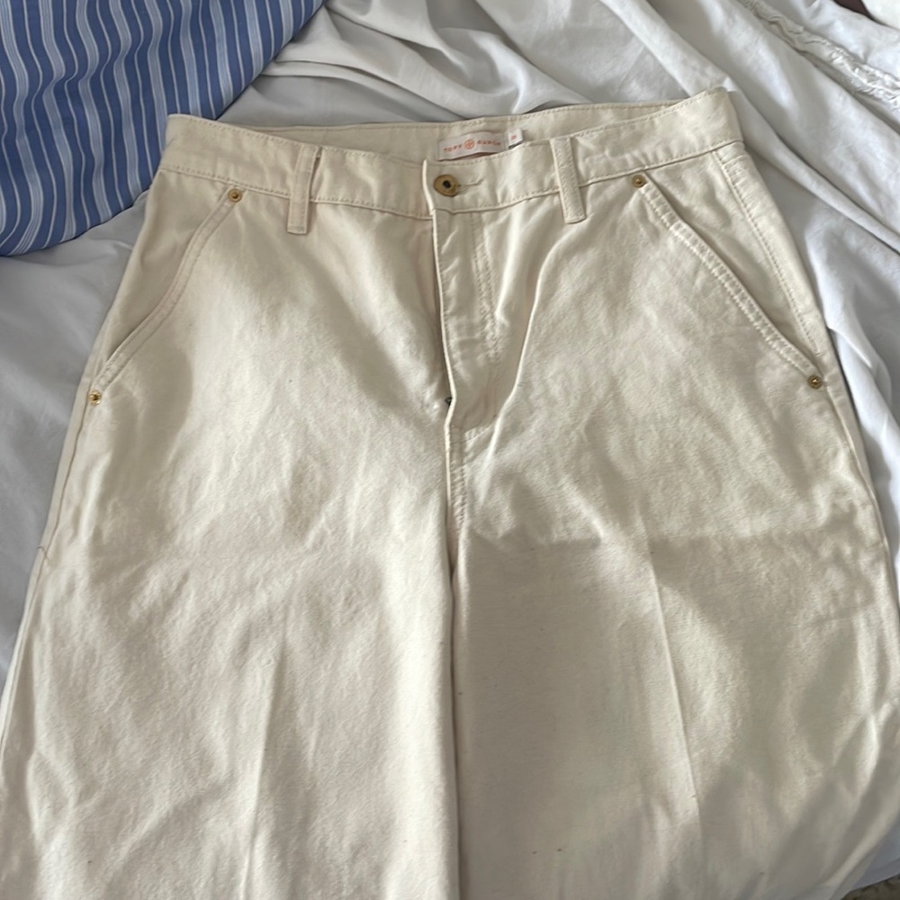 Wide leg cream jeans